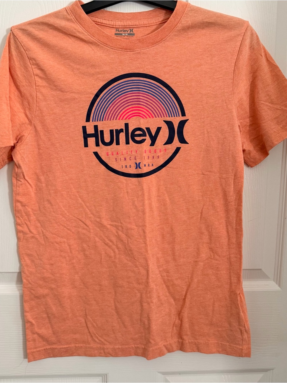 Hurley Orange Short Sleeve Tee with Navy & Pink Logo 18-20
